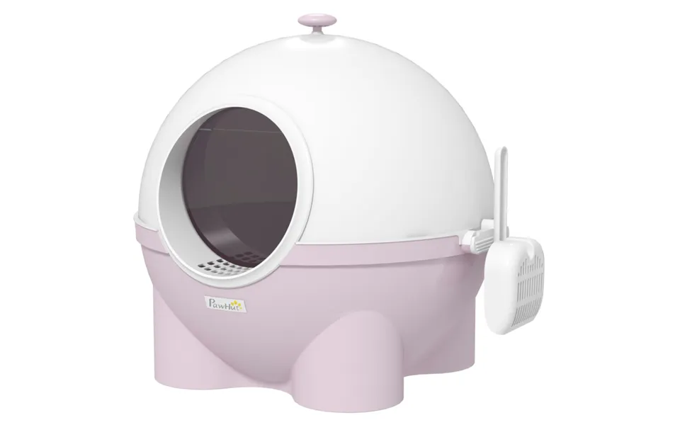 Pawhut Enclosed Cat Litter Box With Scoop, Front Entrance, 53 X 51 X 48cm - Pink