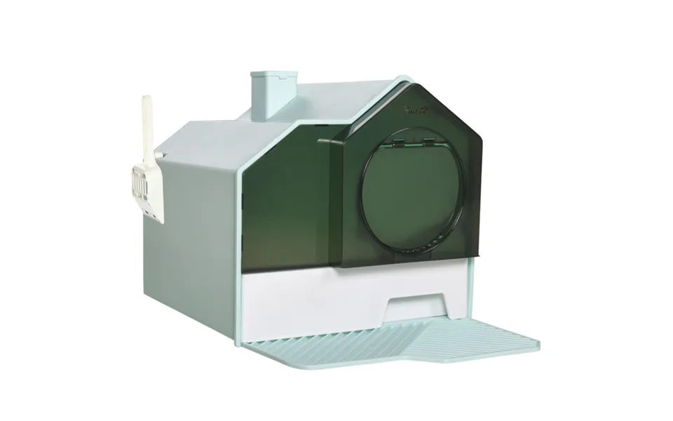 Pawhut Enclosed Hooded Cat Litter Tray With Scoop - Light Blue