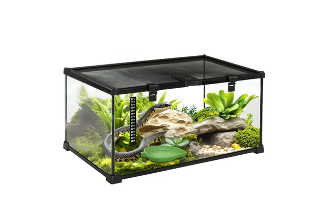 Pawhut Glass Reptile Terrarium Habitat For Lizards, Frogs, Snakes - 360 Viewing, Raised Base, Secure Locks product image
