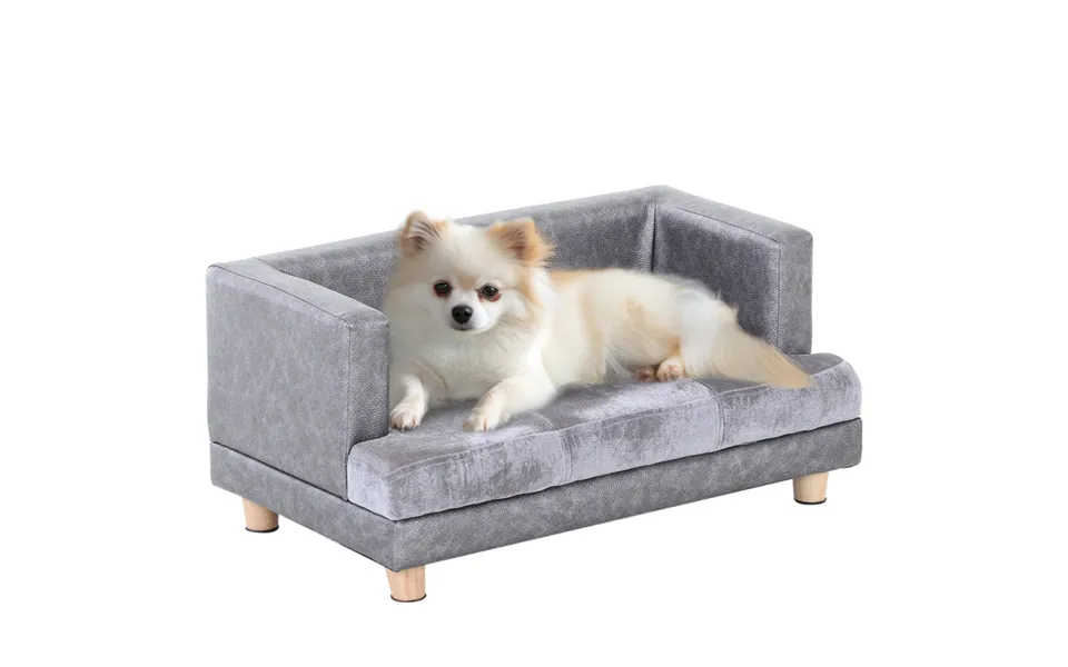 Pawhut Grey Small Dog Sofa Bed Kitten Couch Lounge - 30kg Max Load