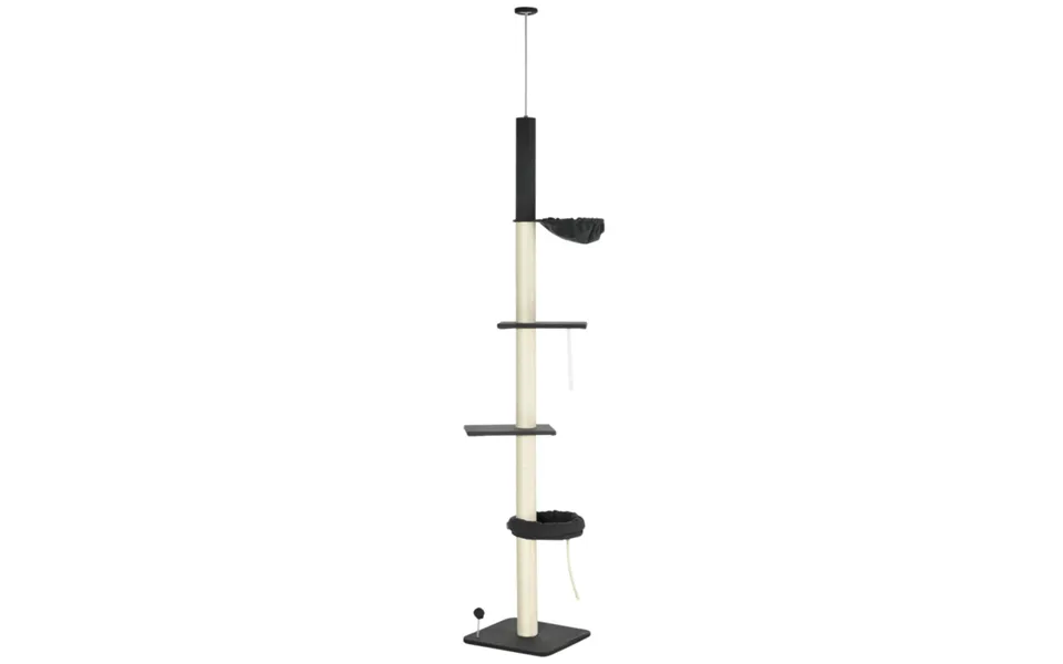 Pawhut Height-adjustable Floor-to-ceiling Cat Tree - Black