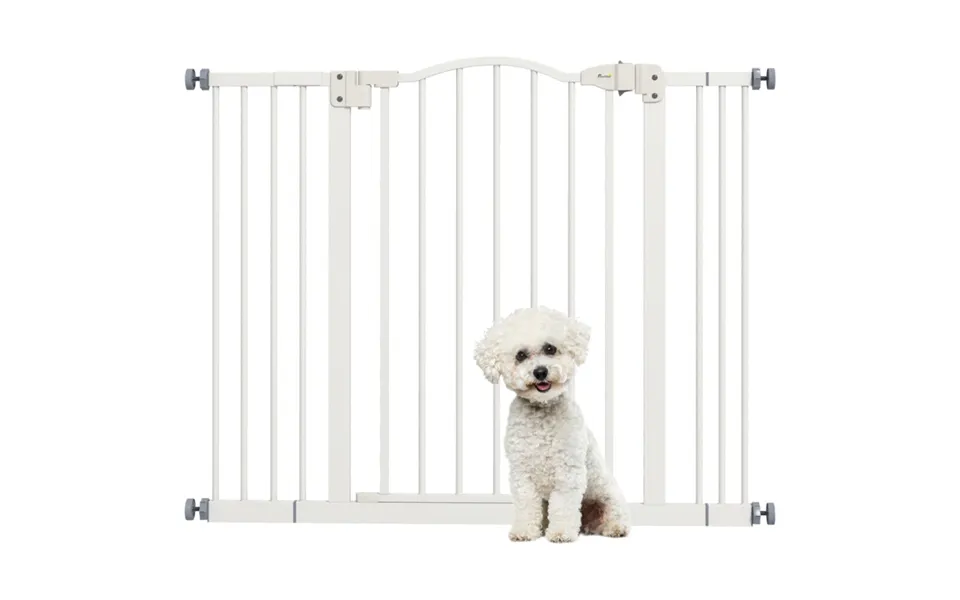 Pawhut Metal Pet Safety Gate - 74-100cm Adjustable Width, White