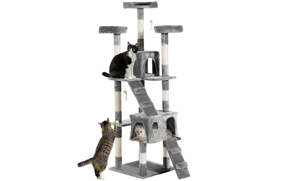 Pawhut Multi-level Cat Tree With Condos, Perches, And Scratching Surfaces - Plush Comfort