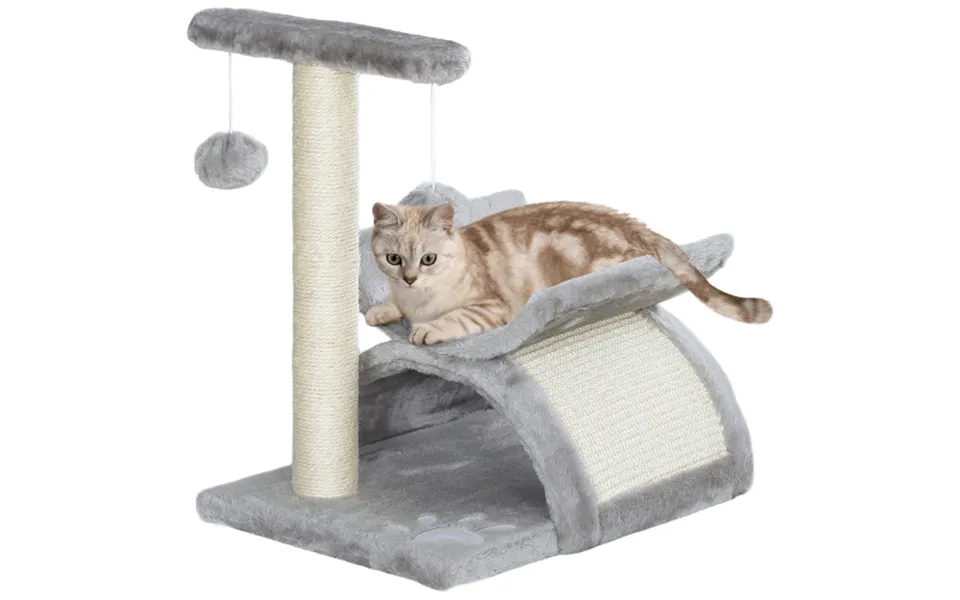 Pawhut Plush Cat Activity Centre Scratcher With Tunnel & Dangling Ball