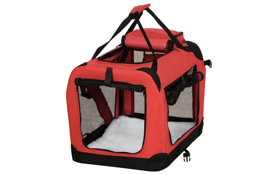 Pawhut Red Folding Pet Carrier Bag - Soft Portable Cat Travel Cage 60x42x42 Cm