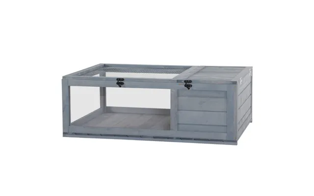 Pawhut Wooden Tortoise House With Mesh Roof - Grey product image