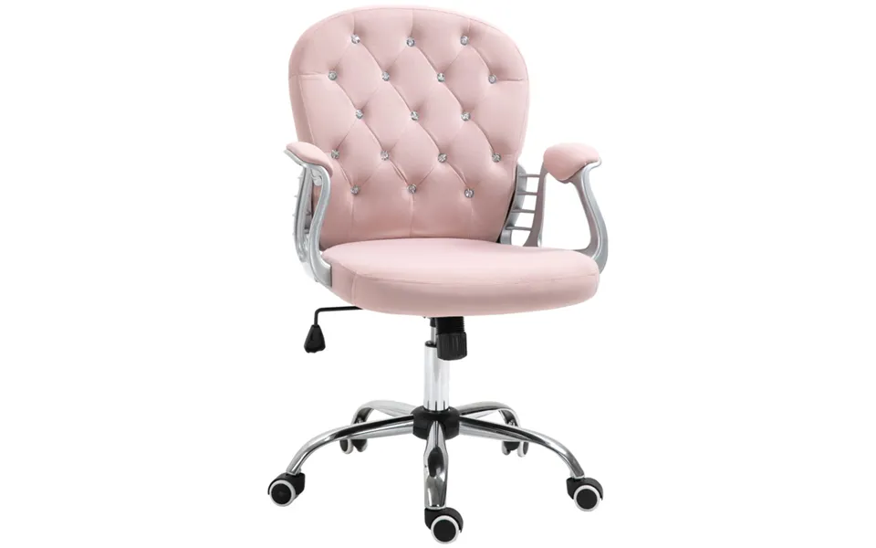 Pink Velour Diamond Tufted Ergonomic Office Chair With 360 Swivel & Padded Comfort