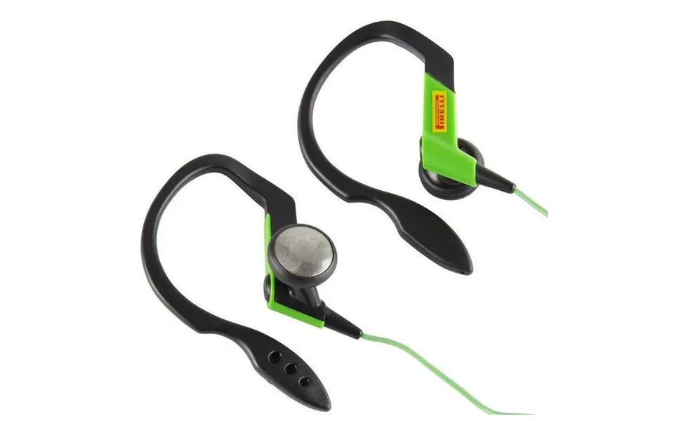 Pirelli Ear Clip Sports Headphones Bass Pipe 3.5mm Stereo Jack 15mm Unit Black Green