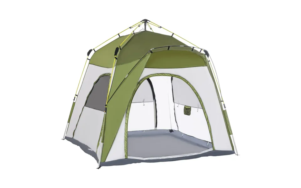 Pop Up Camping Tent - 4 Person, Hydraulic, 190t Polyester, Includes Carry Bag & Stakes