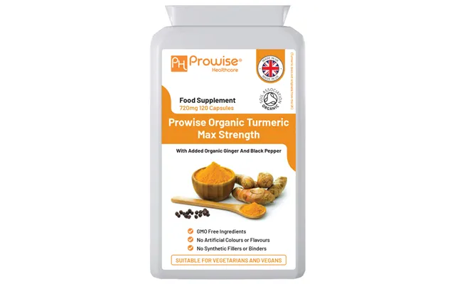 Prowise Healthcare Organic Turmeric Curcumin 720mg - 120 Capsules High Strength Black Pepper Vegan Supplements product image