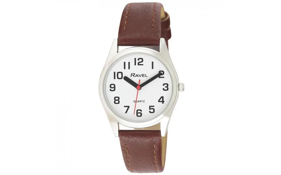 Ravel Brown Classic Strap Silver Dial Watch - Women's