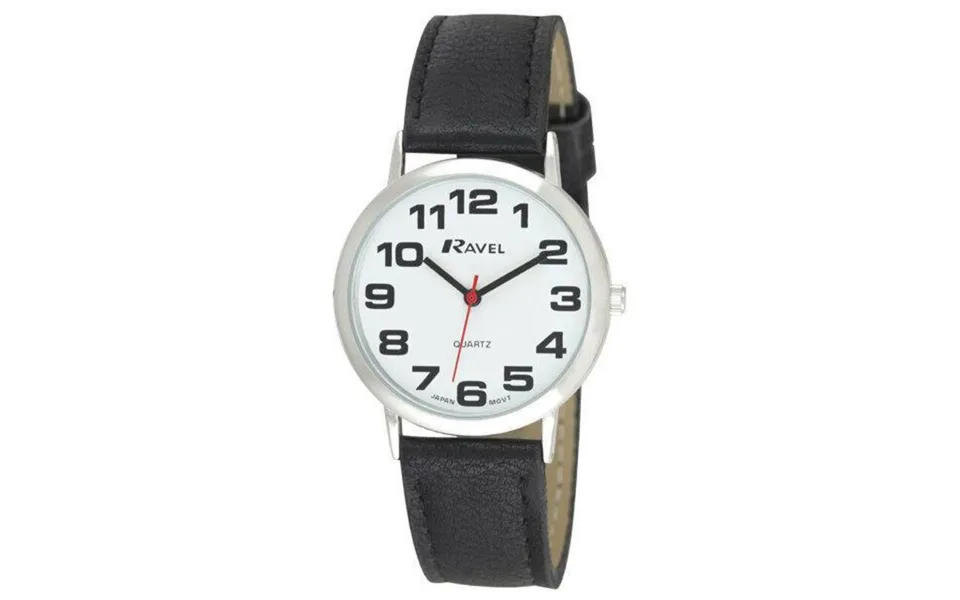 Ravel Men's White Dial Black Leather Strap Watch - Classic Elegance