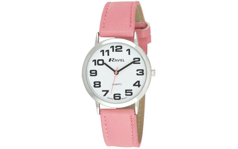 Ravel Pink Leather Strap Big Dial Classic Watch