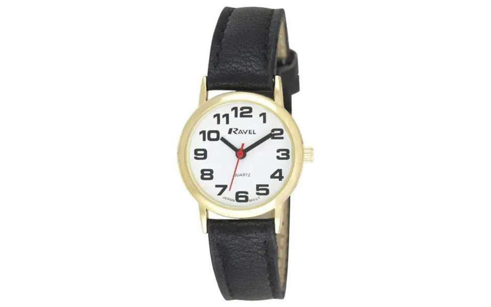 Ravel White Dial Black Leather Strap Ladies Watch - Timeless Elegance