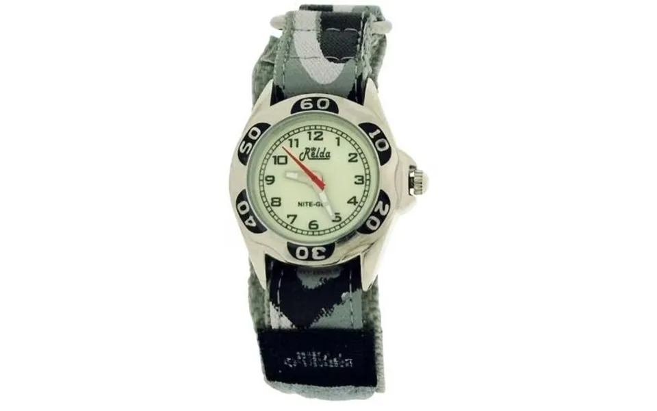 Relda Kids Nite-glo Luminous Dial Watch - Grey Camouflage Army Easy Fasten Rel65
