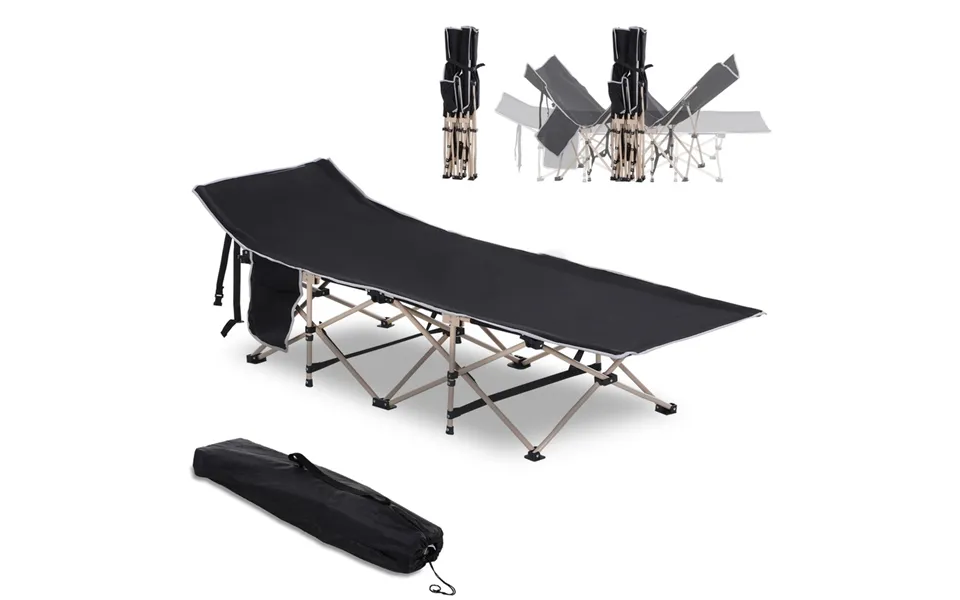 Robust Camping Cot 600d Oxford Cloth Water-resistant Lightweight & Foldable With Carry Bag Black
