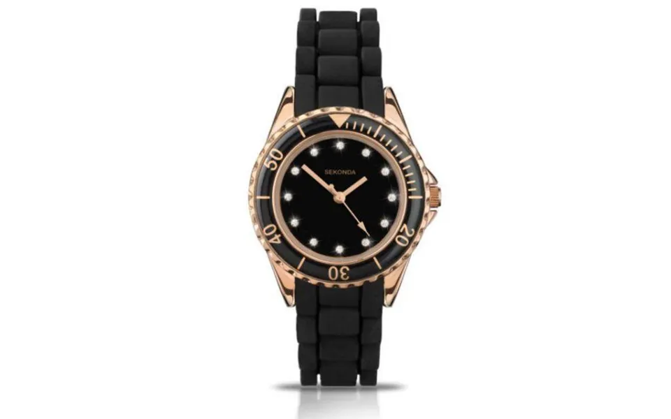 Sekonda Ladies Black Dial Rubber Silicone Strap Watch 4743