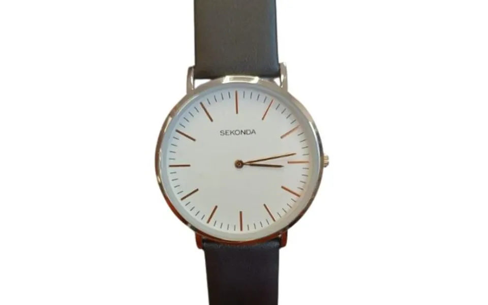 Sekonda Men's Classic White Dial Genuine Black Leather Strap Watch 1342