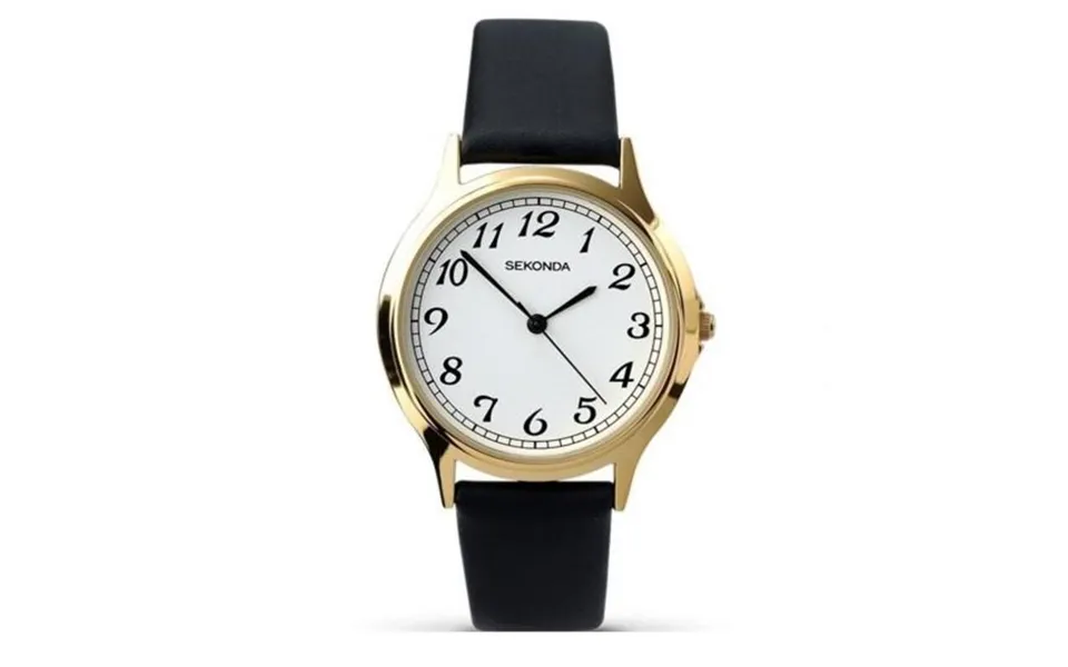 Sekonda Men's Quartz Black Leather Strap Classic White Dial Watch 3134