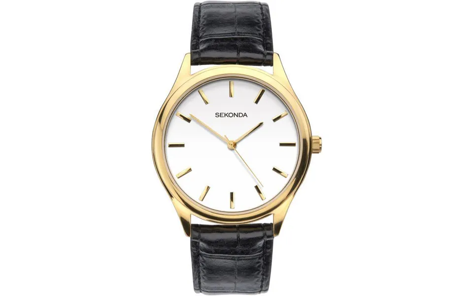 Sekonda Mens White Dial Black Leather Strap Watch - 1535