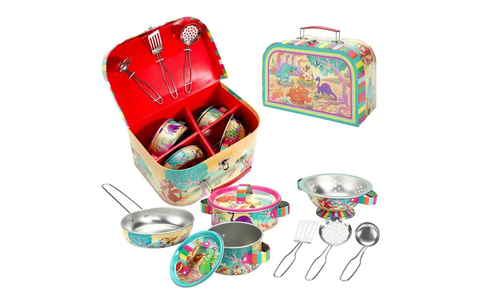 Soka Play Imagine Learn Dinosaur Kitchenware Set For Kids - Durable & Safe Toy Utensils