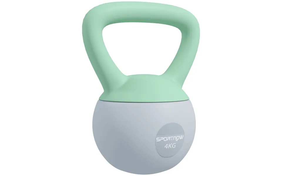 Sportnow 4kg Soft Body Kettlebell - Grey & Green, Non-slip Handle