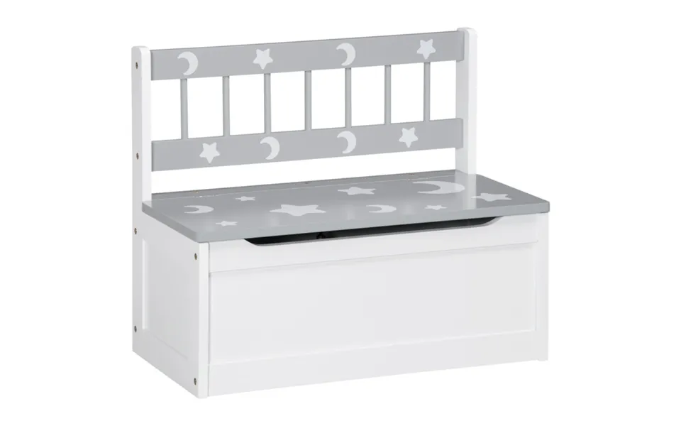 Two-in-one Wooden Toy Box, Kids Storage Bench W Safety Rod - Grey