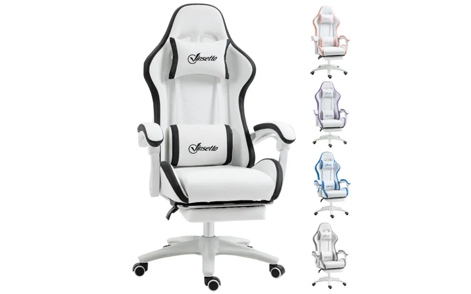 Vinsetto Faux Leather Gaming Chair With Reclining Backrest & Footrest - Black