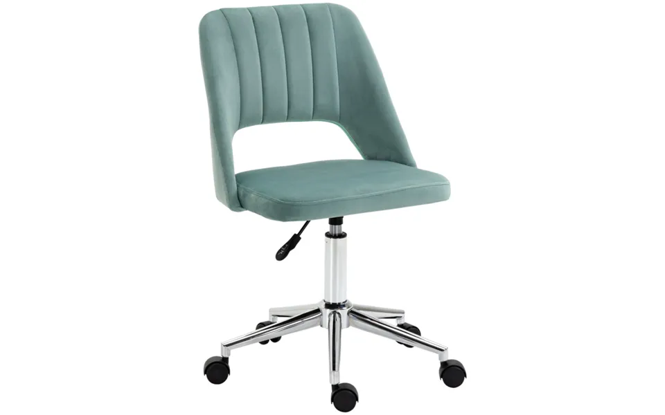 Vinsetto Green Velvet Swivel Office Chair With Scallop Back - Adjustable Height 360 Swivel