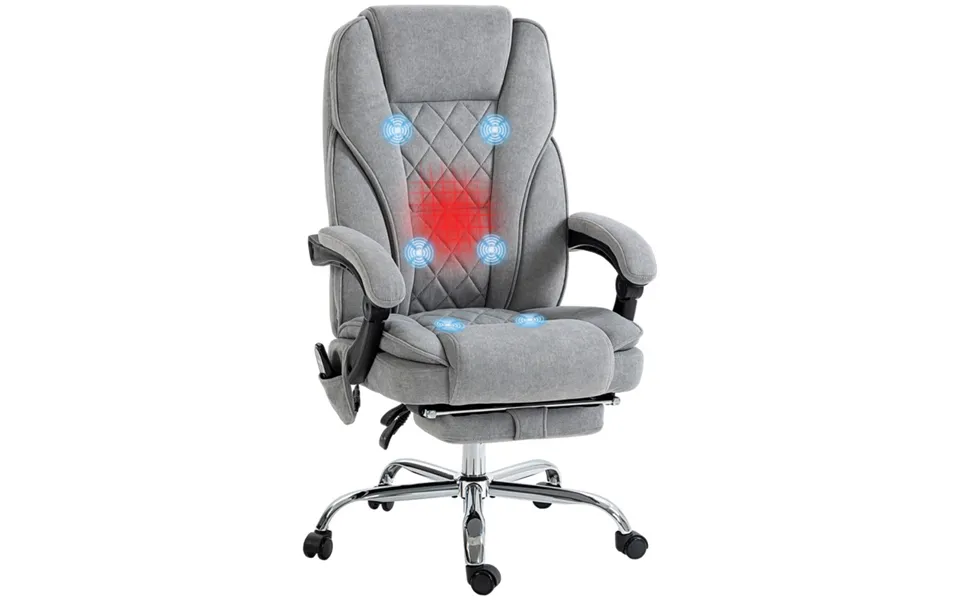 Vinsetto Massage Office Chair, Heated Reclining Desk Chair - Grey