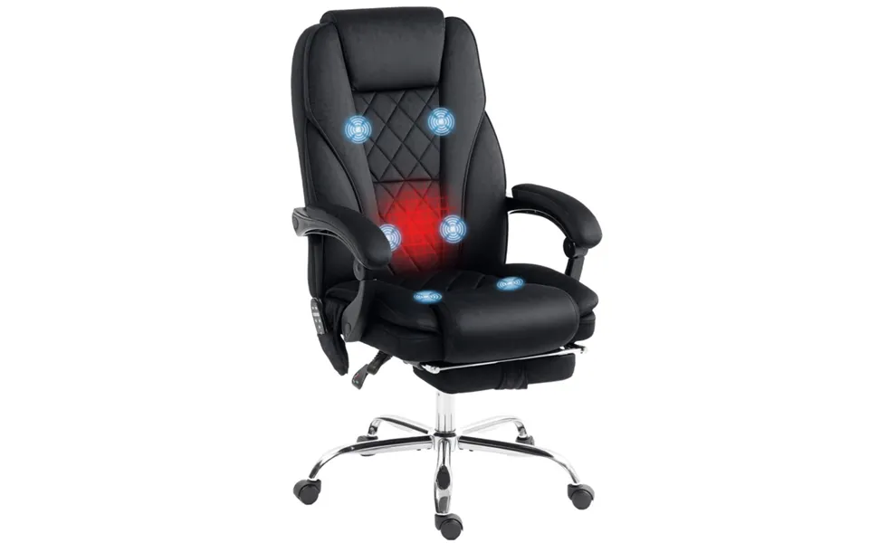 Vinsetto Massage Office Chair With Footrest & Heating - Black