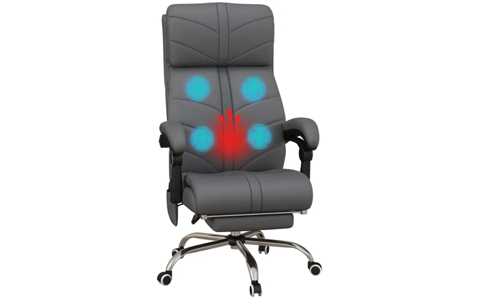 Vinsetto Pu Leather Heated Massage Office Chair - 109cm-117cm Height, Grey