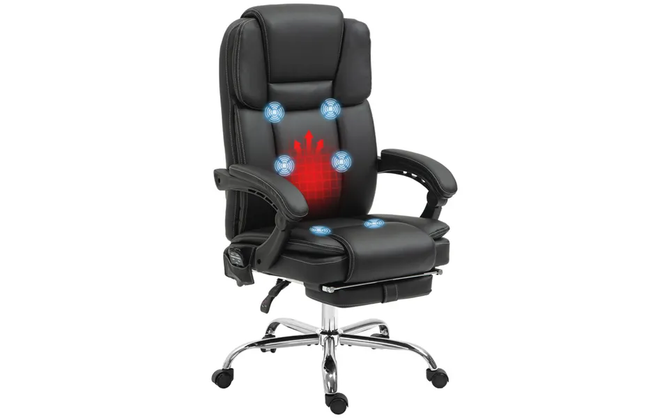 Vinsetto Pu Leather Massage Office Chair With Recliner - Black