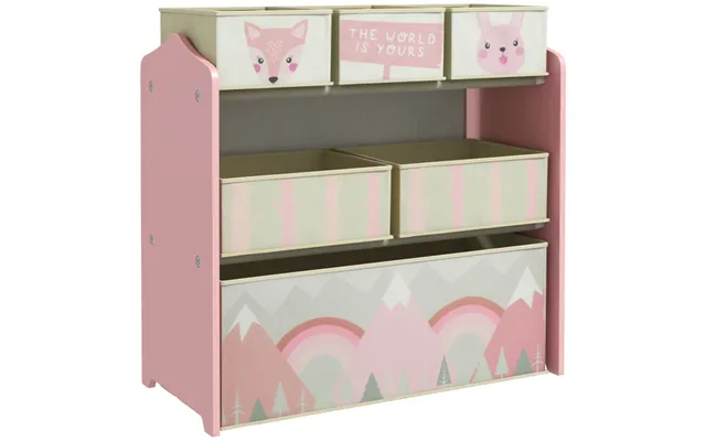 Zonekiz Pink Kids Toy Storage Unit With 6 Boxes & Shelves - Toy Organiser product image