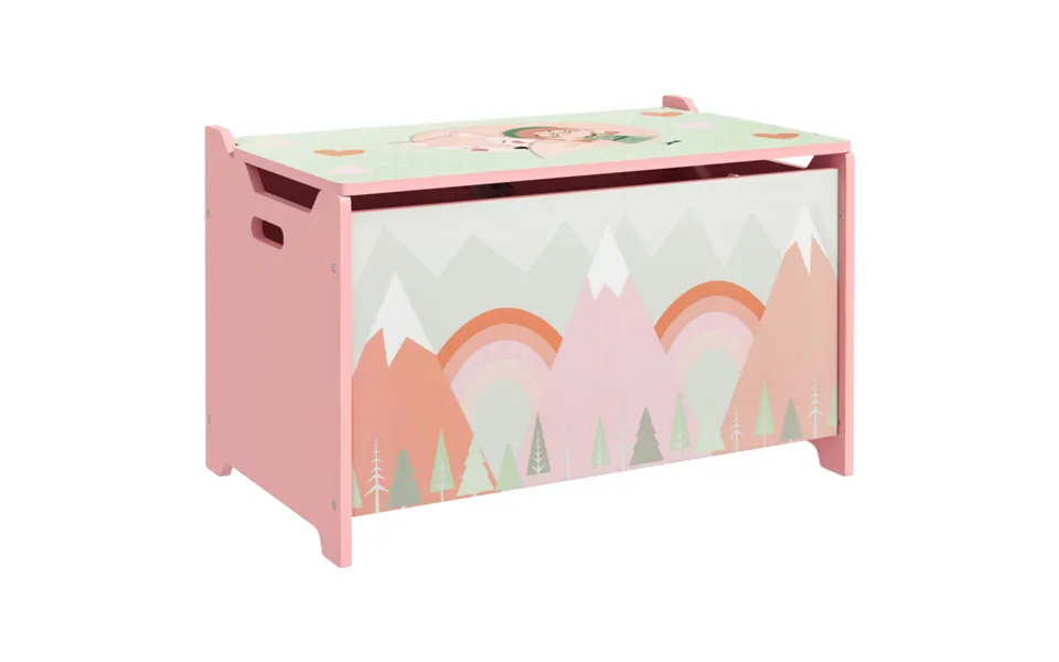Zonekiz Toy Box Kids Toy Chest With Lid Safety Hinge - Pink