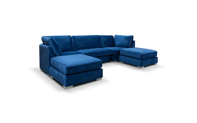 Casa U-shaped Sofa Blue Plush Velvet