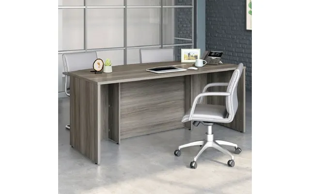 Aberdare Large Wooden Laptop Desk With Bow Front In Hudson Elm
