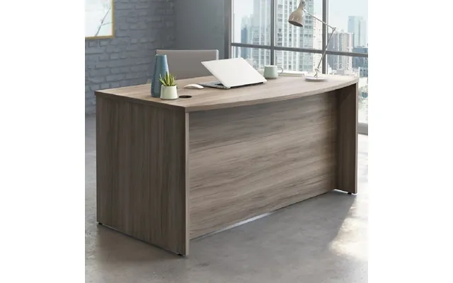 Aberdare Small Wooden Laptop Desk With Bow Front In Hudson Elm