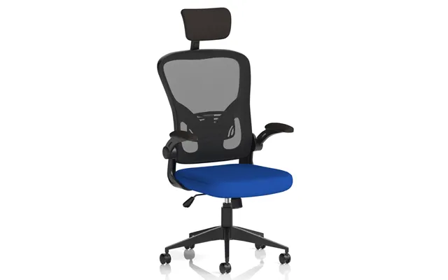 Accord Fabric Office Chair With Folding Arms In Stevia Blue