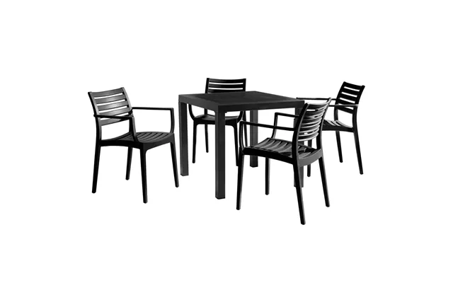 Albany Outdoor Wooden Dining Table With 4 Alto Chairs In Black