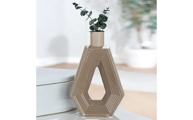 Albemarle Ceramics Geometric Vase In Brown