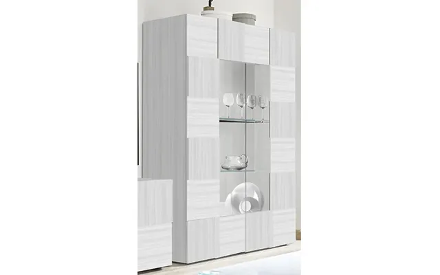Aleta Wooden Display Cabinet In Eucalyptus Oak With 2 Doors