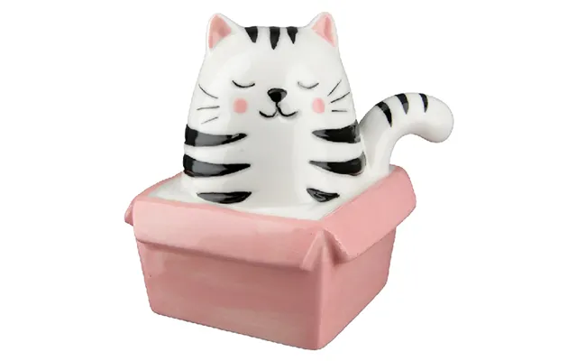 Allen Porcelain Cat Sculptures - Pink And White
