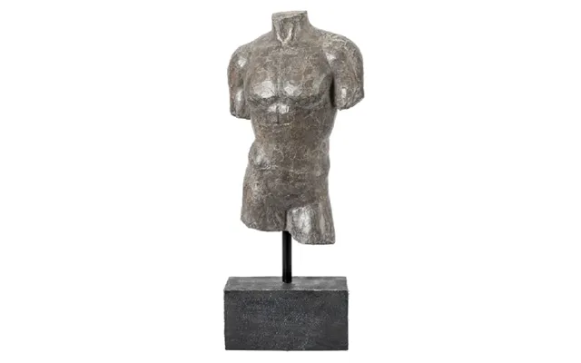 Almont Polyresin Male Sculpture With Black Stone Base In Grey