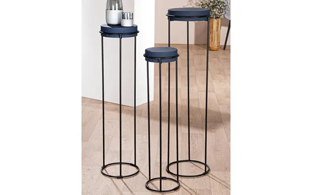 Arcata Metal Set Of 3 Decorative Pillar In Midnight Blue
