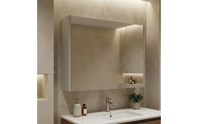 Arno Large Wooden Wall Mounted Bathroom Mirror Cabinet In Cashmere