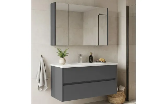 Arno Wooden Bathroom Furniture Set With 3 Doors 2 Drawers In Grey