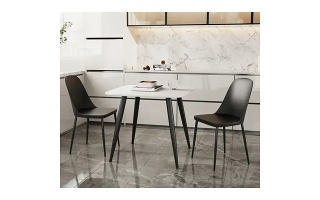 Arta Square White Wooden Dining Table 2 Curve Plastic Black Chairs