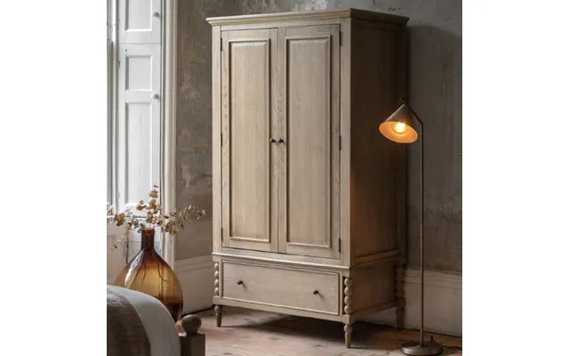 Arta Wooden Wardrobe With 2 Doors 1 Drawer In Natural