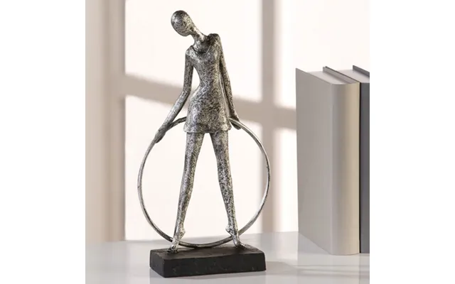 Artist Sculpture In Poly Metal Silver With Black Base